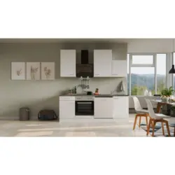 Einbauk&uuml;che K&uuml;chenblock M&ouml;belix Lucca Wei&szlig;/Graubraun B: 220 cm