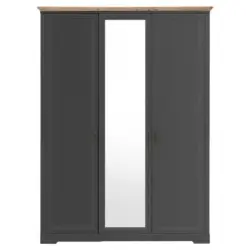 Dreht&uuml;renschrank mit Spiegel 164cm Jasmin, Graphit/Eiche
