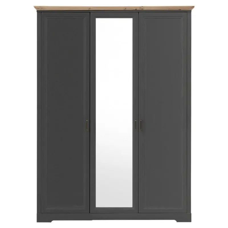 Dreht&uuml;renschrank mit Spiegel 164cm Jasmin, Graphit/Eiche