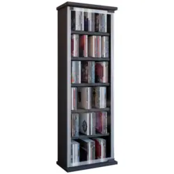CD Regal mit Glast&uuml;r Classic 31 cm Schwarz