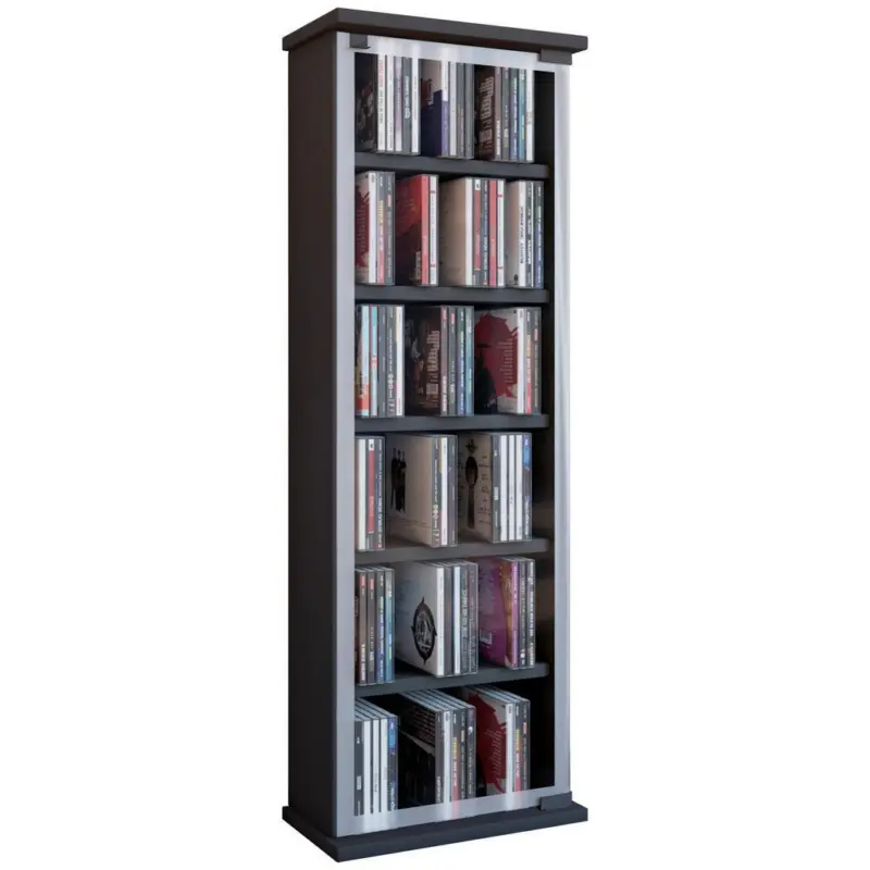 CD Regal mit Glast&uuml;r Classic 31 cm Schwarz