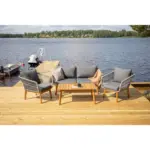 M&ouml;belix Loungegarnitur 4--Teilig Chania Holz/Metall/Textil mit Kissen
