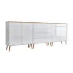 M&ouml;belix SIDEBOARD Mailand5B:237cm Wei&szlig;/Eiche