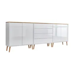 SIDEBOARD Mailand5B:237cm Wei&szlig;/Eiche