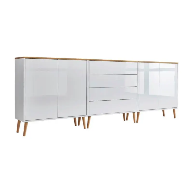 SIDEBOARD Mailand5B:237cm Wei&szlig;/Eiche