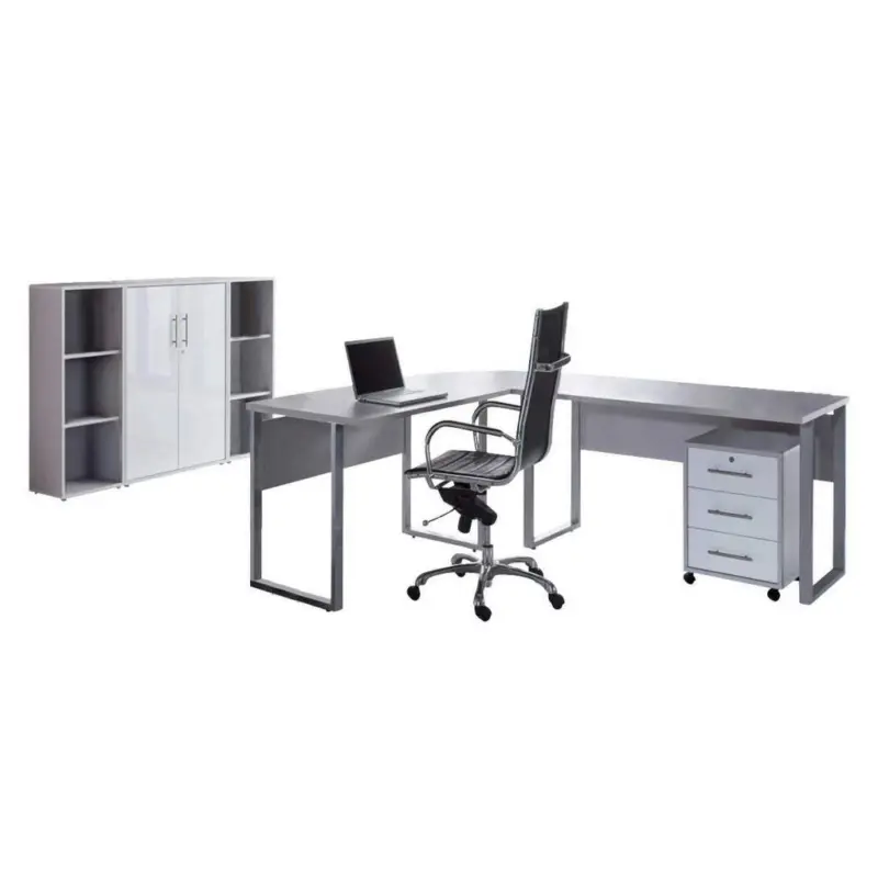 B&uuml;ro Office Edition Grau/Wei&szlig; Hochglanz