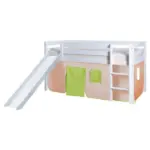 M&ouml;belix Spielbett Manuel Gr&uuml;n/Beige Kiefer massiv 90 cm Rutsche