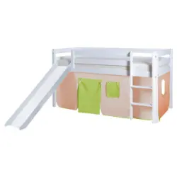 Spielbett Manuel Gr&uuml;n/Beige Kiefer massiv 90 cm Rutsche