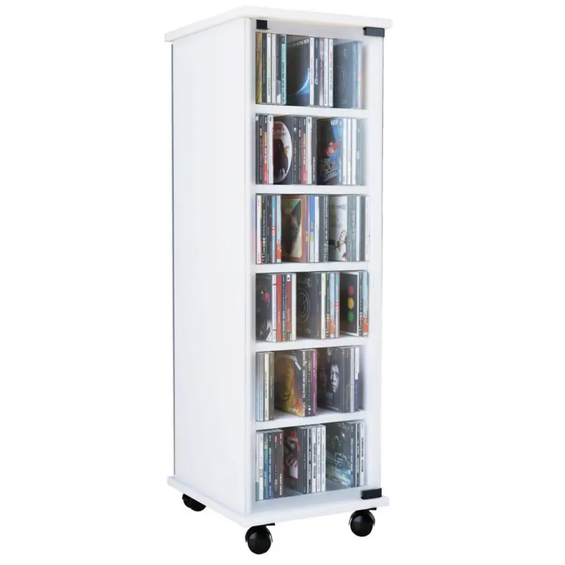CD-Regal m. Glast&uuml;r auf Rollen Valenza 31 cm Wei&szlig;