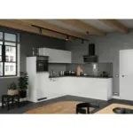 M&ouml;belix Einbauk&uuml;che Eckk&uuml;che M&ouml;belix Monza mit Ger&auml;ten 240x240 cm Wei&szlig;/Grau