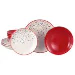 M&ouml;belix Tafelservice Joy Rot-Bunt Creme, Rot 12--Teilig