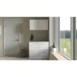 M&ouml;belix Minik&uuml;che Lucca mit Sp&uuml;le 100 cm Wei&szlig;/Graubraun