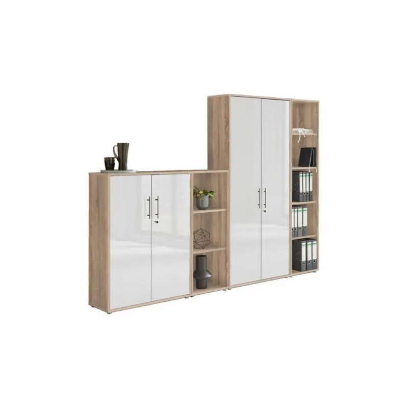 Office Edition B: 257 cm Sonoma Eiche/Wei&szlig;