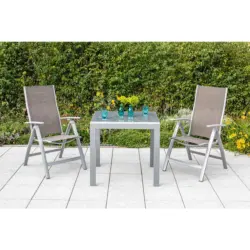 BALKONSET Carrara Silberfarben/Taupe