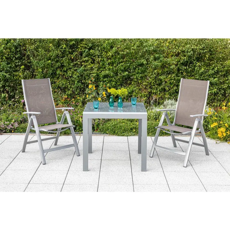 BALKONSET Carrara Silberfarben/Taupe
