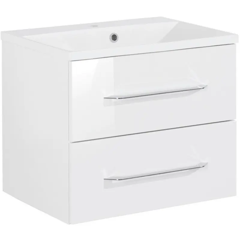 Waschbecken mit Unterschrank Clever B: 60 cm Wei&szlig;