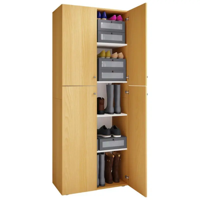 Schuhschrank Lona Buche Dekor 4-T&uuml;rig hoch B: 70 cm