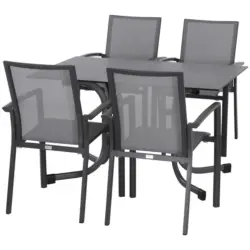 Gartengarnitur Velia 5-teilig Metall/Textil