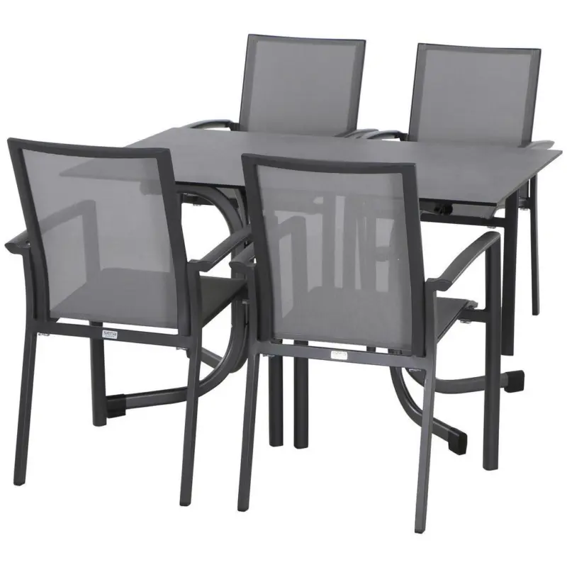 Gartengarnitur Velia 5-teilig Metall/Textil