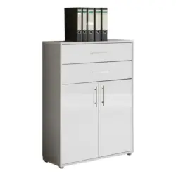 Aktenschrank Holzwerkstoff Grau/Wei&szlig; B: 84,5 cm