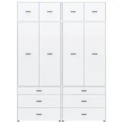 Dreht&uuml;renschrank m. Schubladen 180 cm Kivo, Wei&szlig;