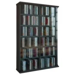 CD Regal mit Glast&uuml;ren Roma 60 cm Schwarz