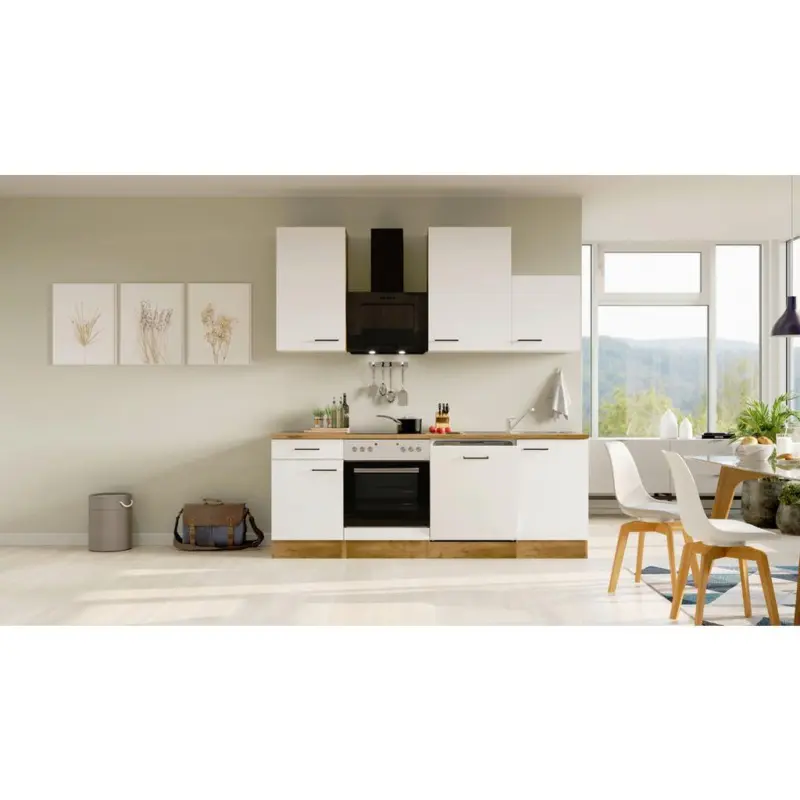 Einbauk&uuml;che K&uuml;chenblock M&ouml;belix Avila Eichefarben/Magnolie B: 220 cm