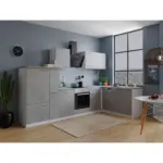 M&ouml;belix Einbauk&uuml;che Eckk&uuml;che M&ouml;belix Malia 310x172 cm Grau, mit Ger&auml;te