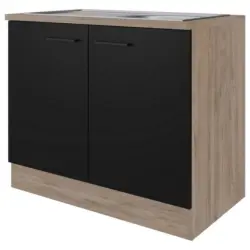 Sp&uuml;lenunterschrank Capri Eiche/Schwarz B: 100 cm