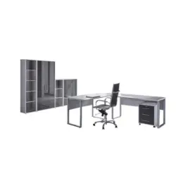 B&uuml;ro Office Edition Grau/Anthrazit Hochglanz