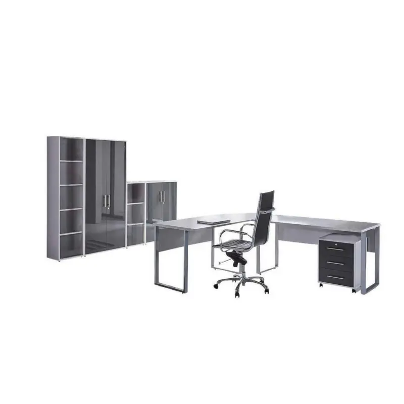 B&uuml;ro Office Edition Grau/Anthrazit Hochglanz