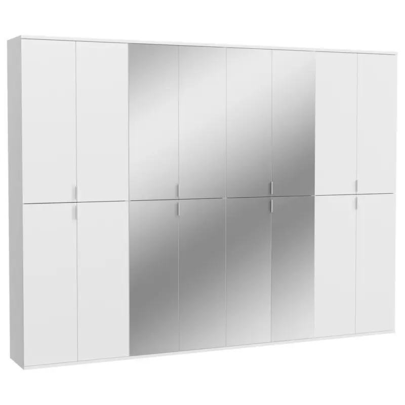 Dreht&uuml;renschrank mit Spiegel 244 cm Projekt, Wei&szlig; Hochglanz