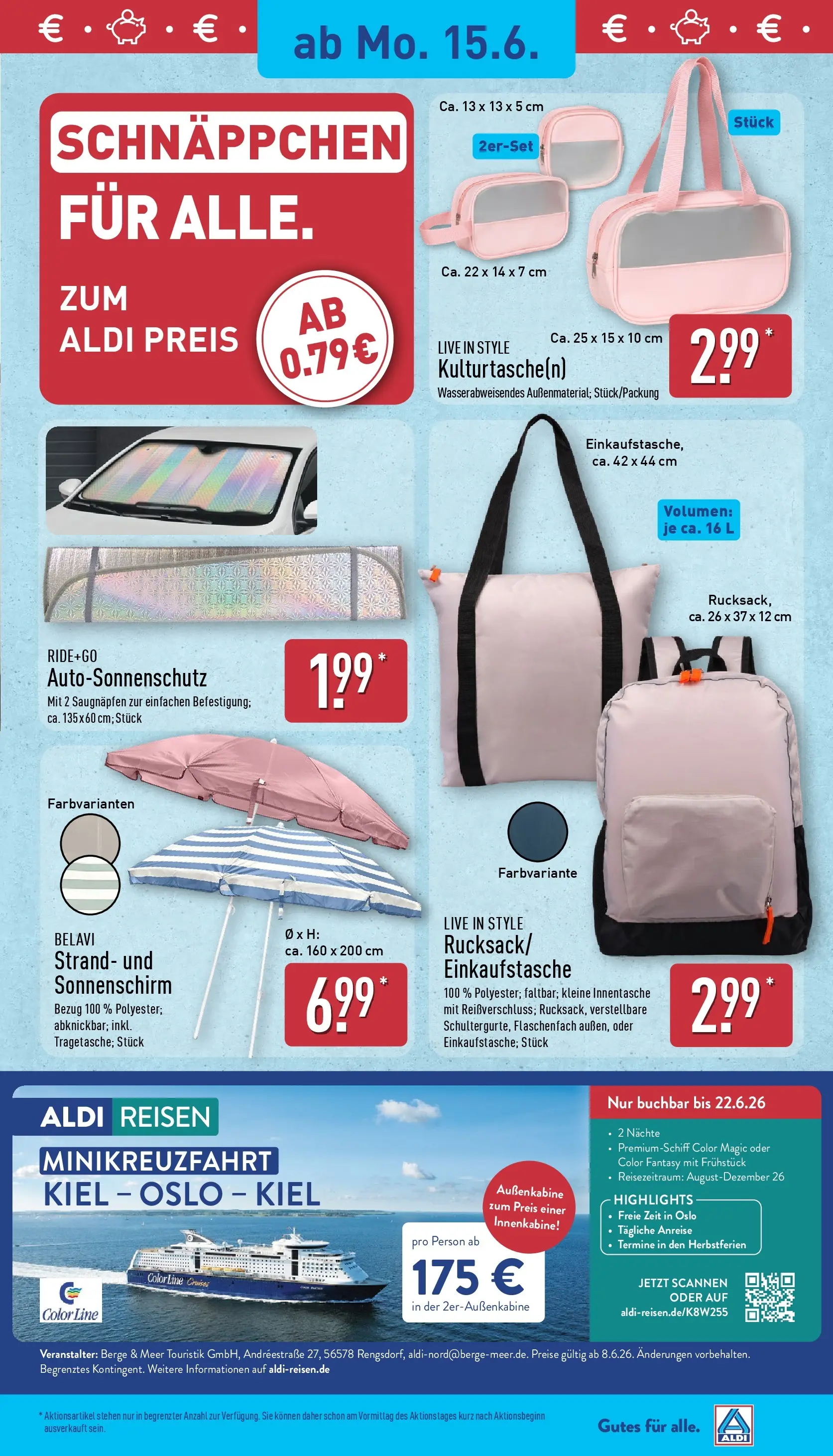 Aldi - ALDI Nord: Wochenangebote (ab 14.06.2026) » Angebote Online | Seite: 19 | Produkte: Belavi, Sonnenschirm