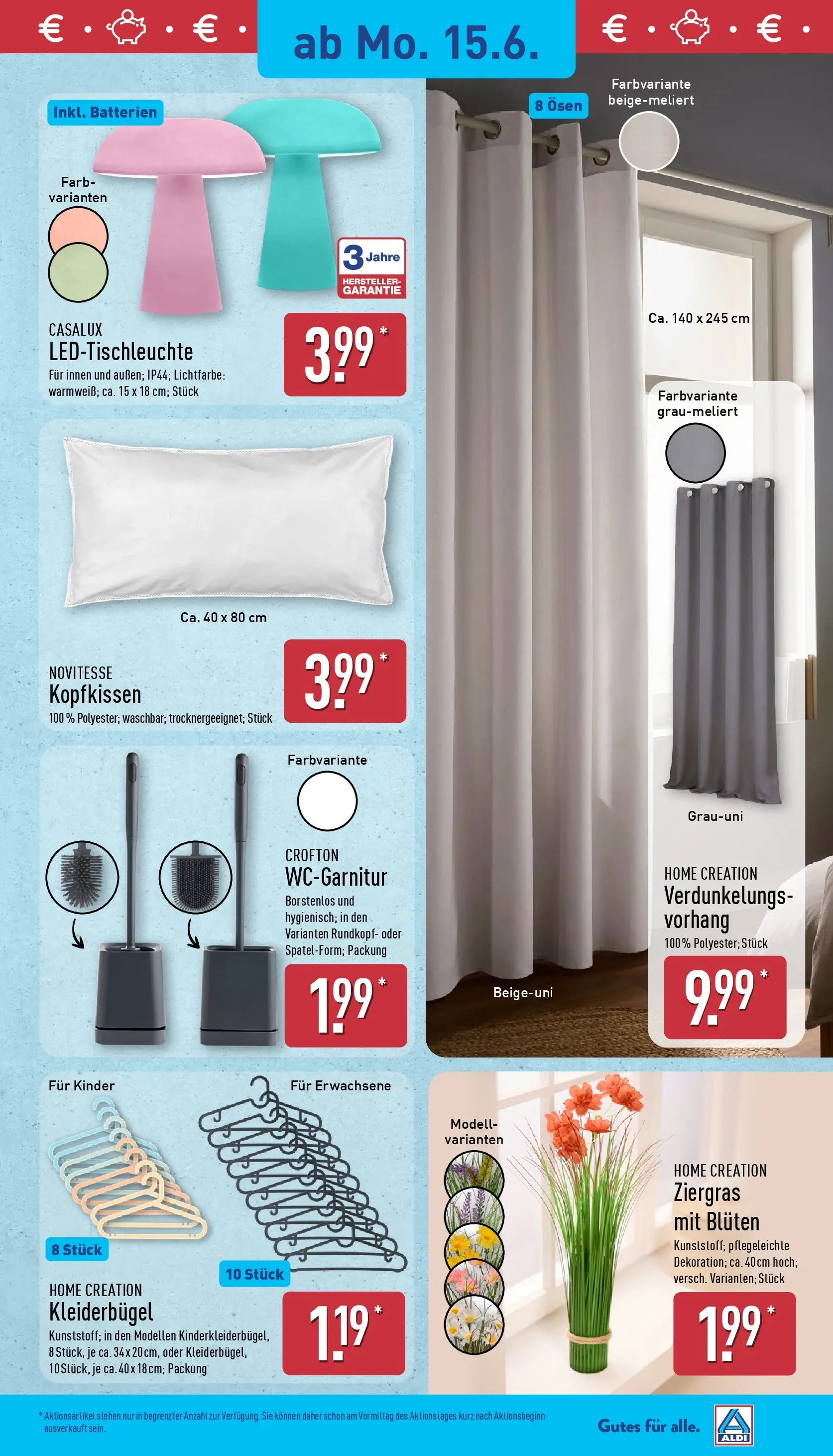 Aldi - ALDI Nord: Wochenangebote (ab 14.06.2026) » Angebote Online | Seite: 21 | Produkte: Batterien, Kleiderbügel, Vorhang, Home creation
