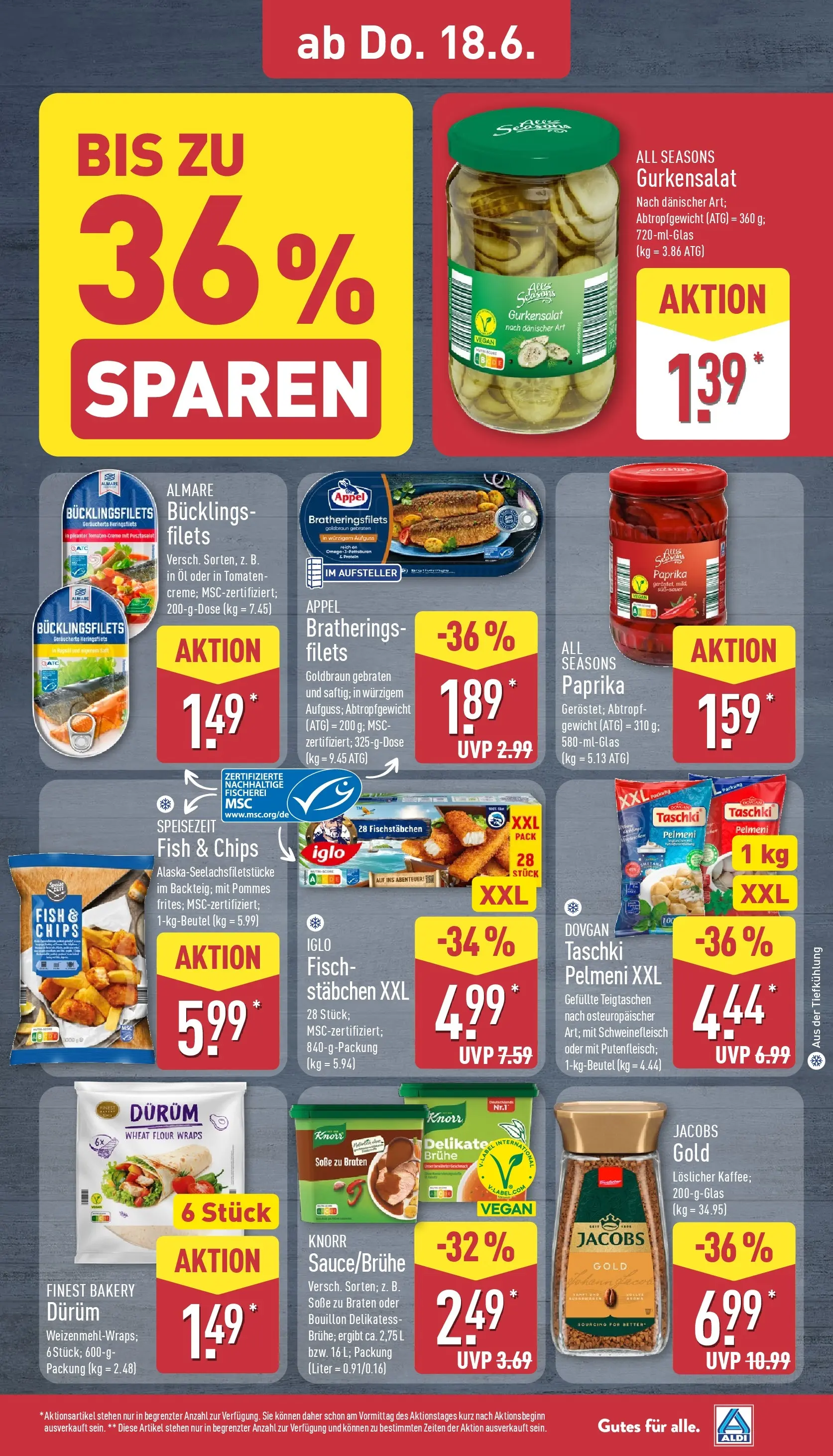 Aldi - ALDI Nord: Wochenangebote (ab 14.06.2026) » Angebote Online | Seite: 33 | Produkte: Pommes, Tomaten, Fischstabchen, Soße