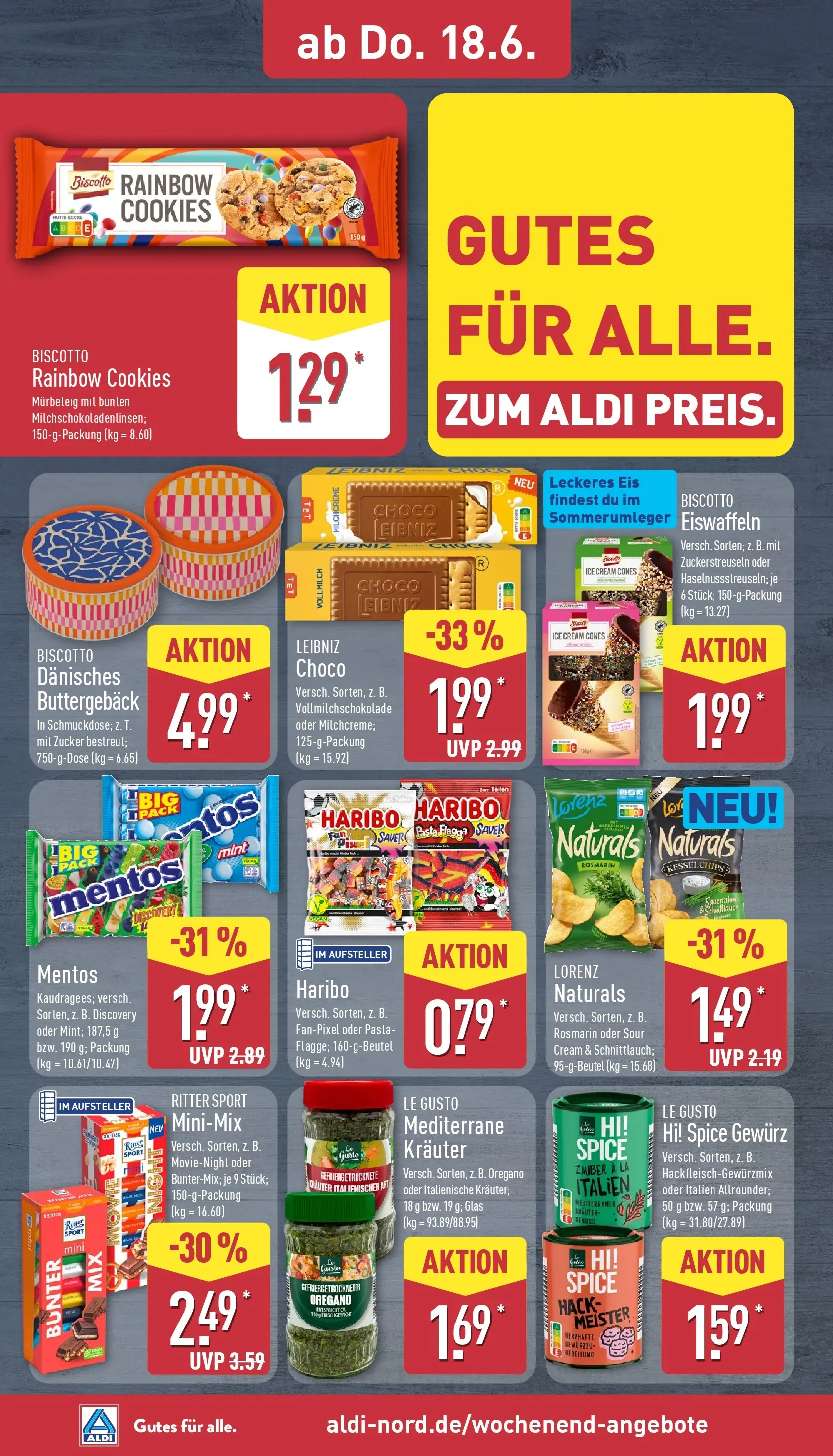Aldi - ALDI Nord: Wochenangebote (ab 14.06.2026) » Angebote Online | Seite: 34 | Produkte: Haribo, Ritter sport, Zucker, Sauerrahm