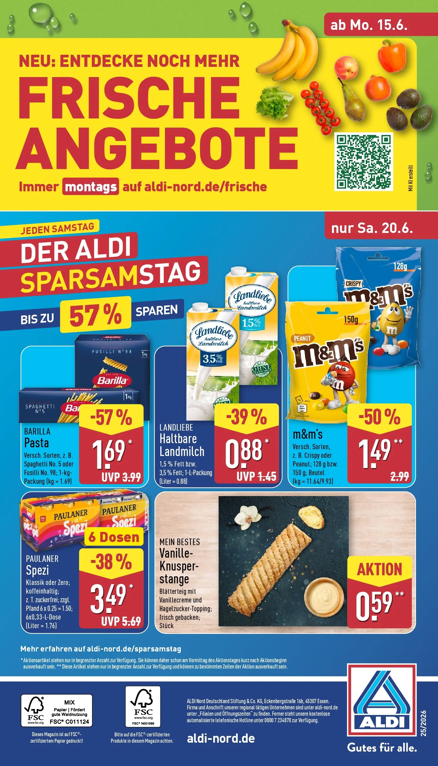 Aldi - ALDI Nord: Wochenangebote (ab 14.06.2026) » Angebote Online | Seite: 36 | Produkte: Barilla, M&M's, Pasta, Paulaner