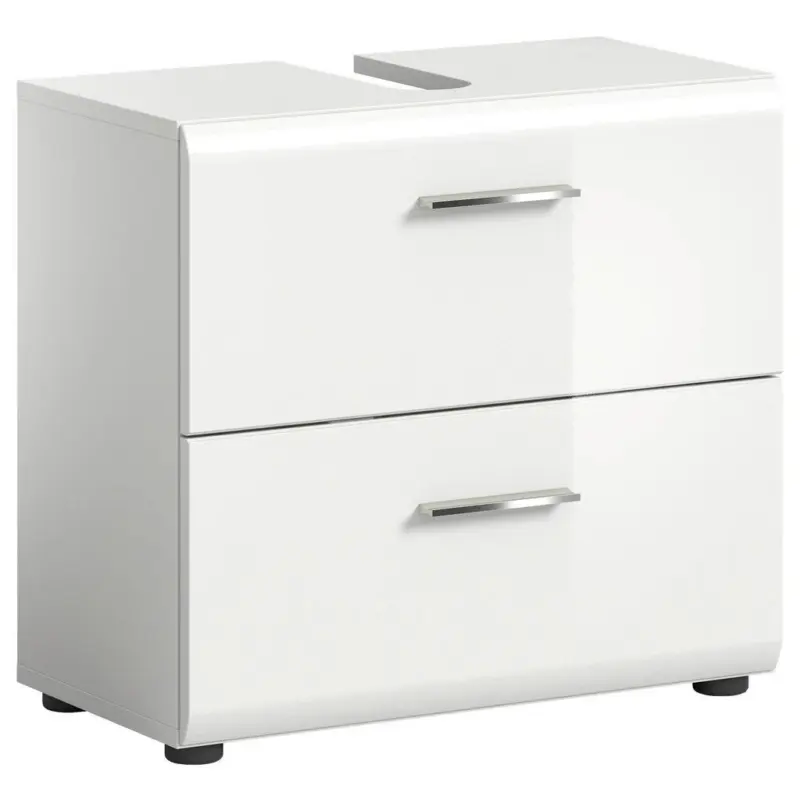 Waschbeckenunterschrank Ice B: 60 cm Wei&szlig; Hochglanz
