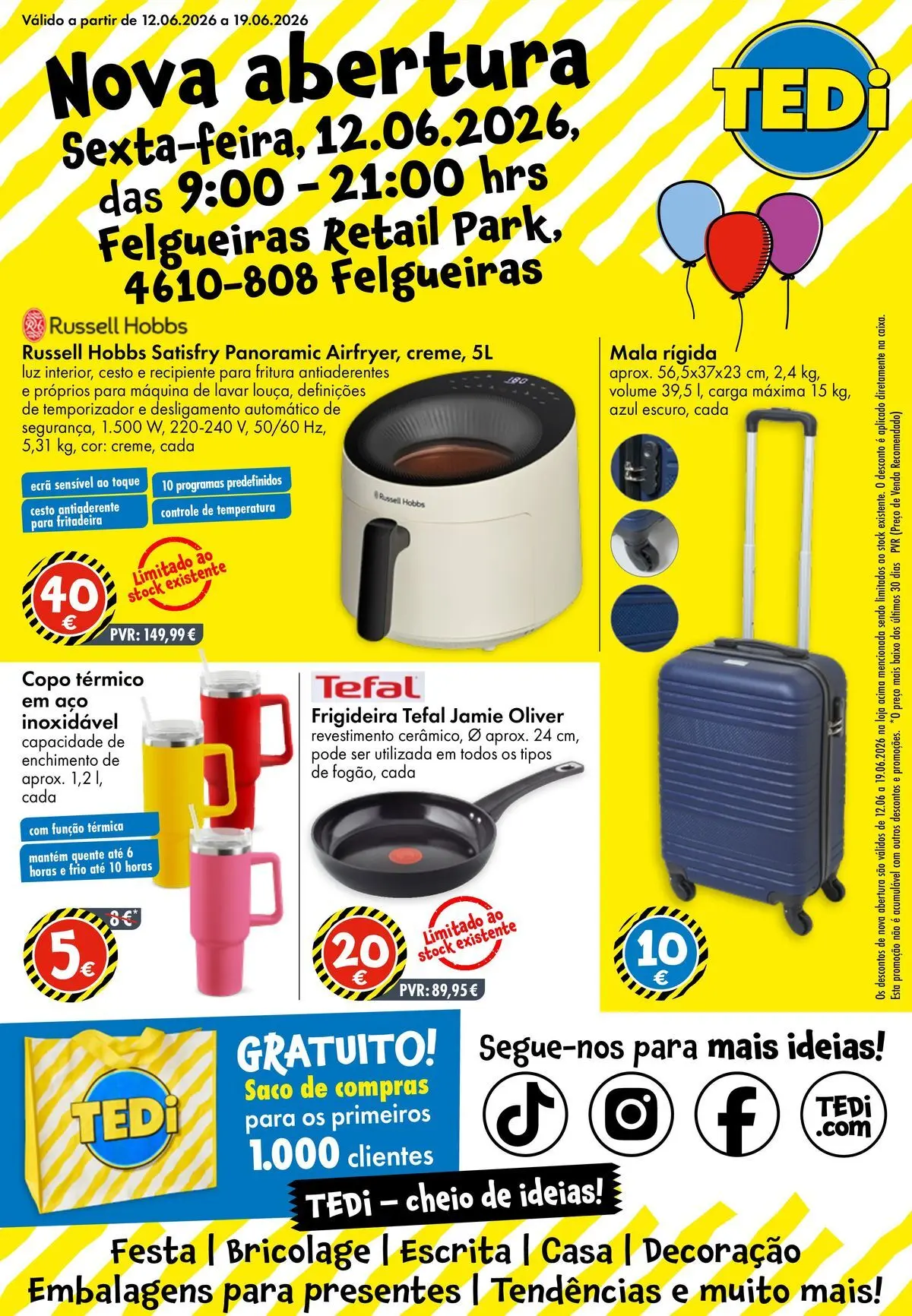 TEDi - Folheto » de 12/06/2026 - 19/06/2026 | Página: 1 | Produtos: Máquina de lavar, Frigideira