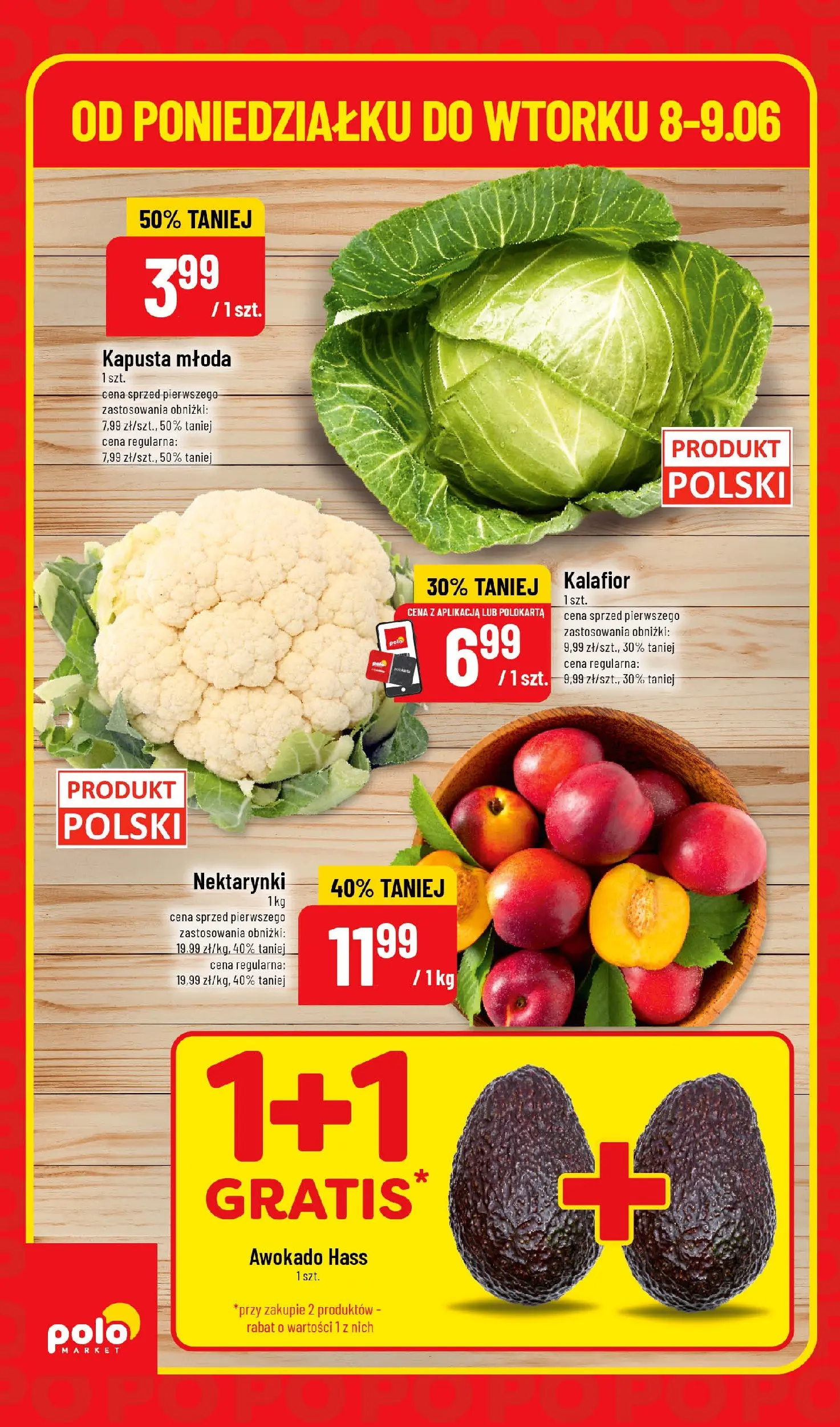 Nowa POLOmarket gazetka od jutra 08.06.2026 | Strona: 2 | Produkty: Kapusta, Kalafior, Awokado