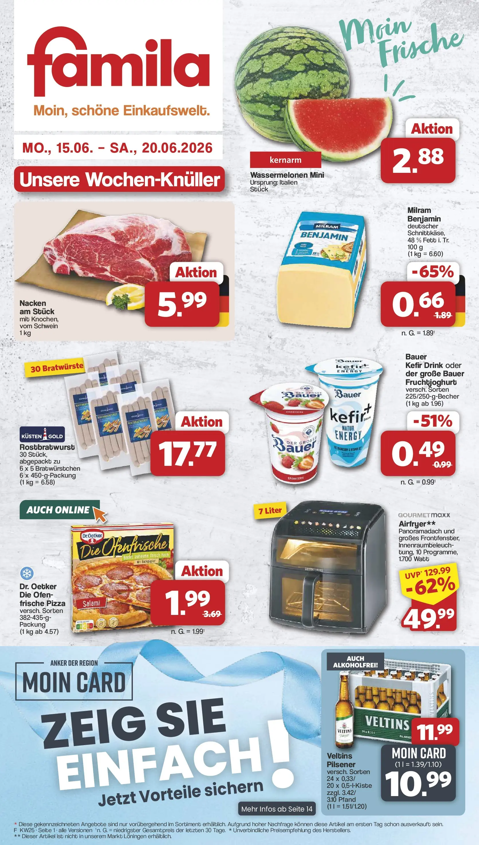 Famila Nordwest Wochenangebote (ab 15.06.2026) zum Blättern | Seite: 1 | Produkte: Ofen, Kefir, Milram, Veltins
