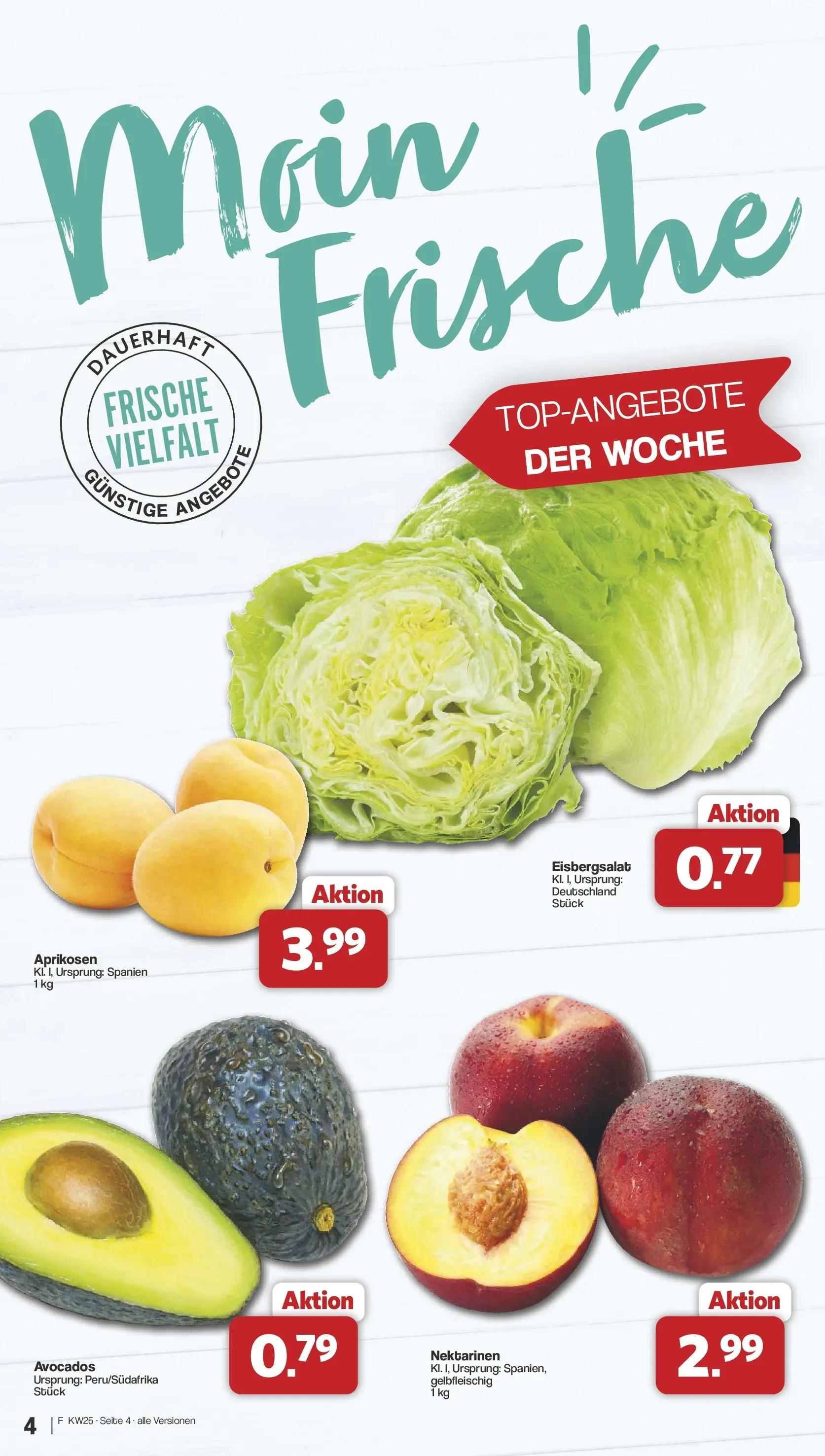 Famila Nordwest Wochenangebote (ab 15.06.2026) zum Blättern | Seite: 4 | Produkte: Nektarinen, Eisbergsalat