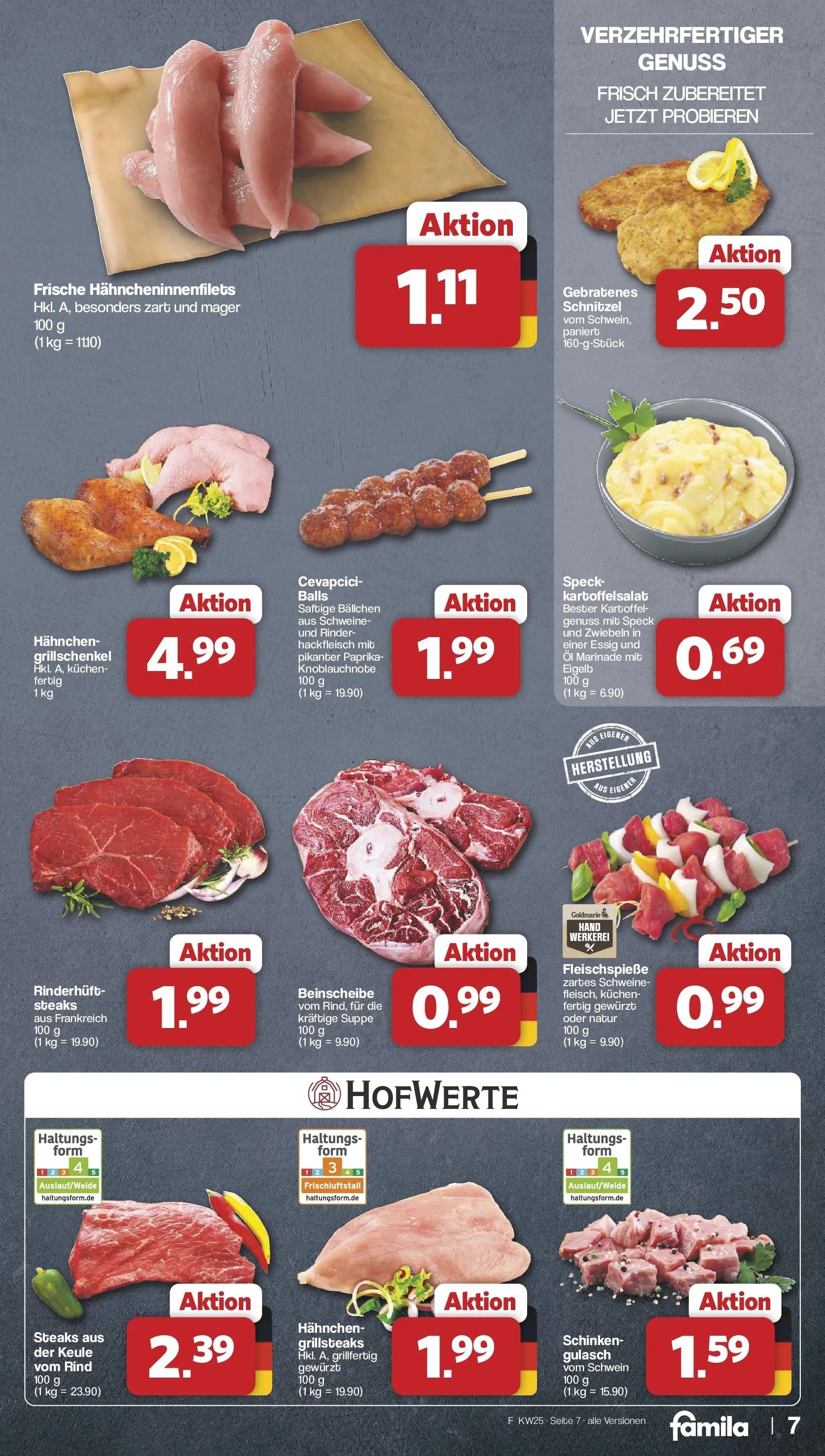 Famila Nordwest Wochenangebote (ab 15.06.2026) zum Blättern | Seite: 7 | Produkte: Cevapcici, Schnitzel, Paprika, Hackfleisch