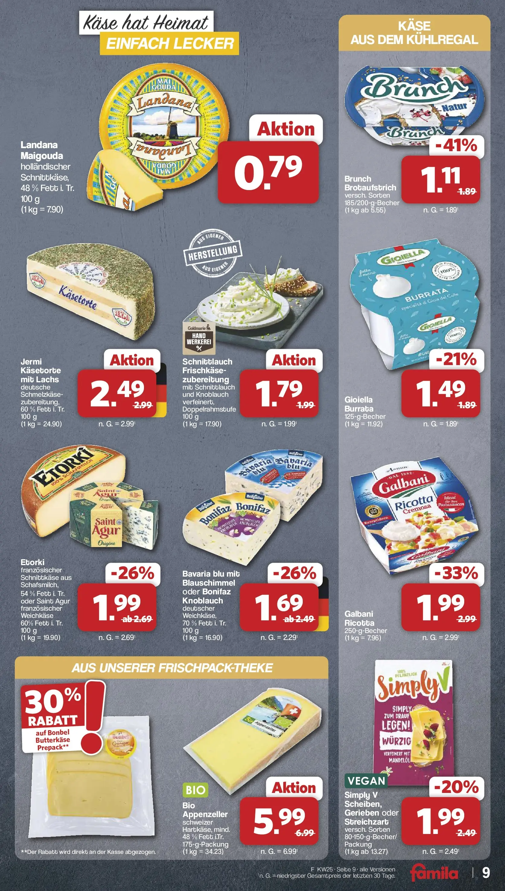 Famila Nordwest Wochenangebote (ab 15.06.2026) zum Blättern | Seite: 9 | Produkte: Käse, Lachs, Burrata, Knoblauch