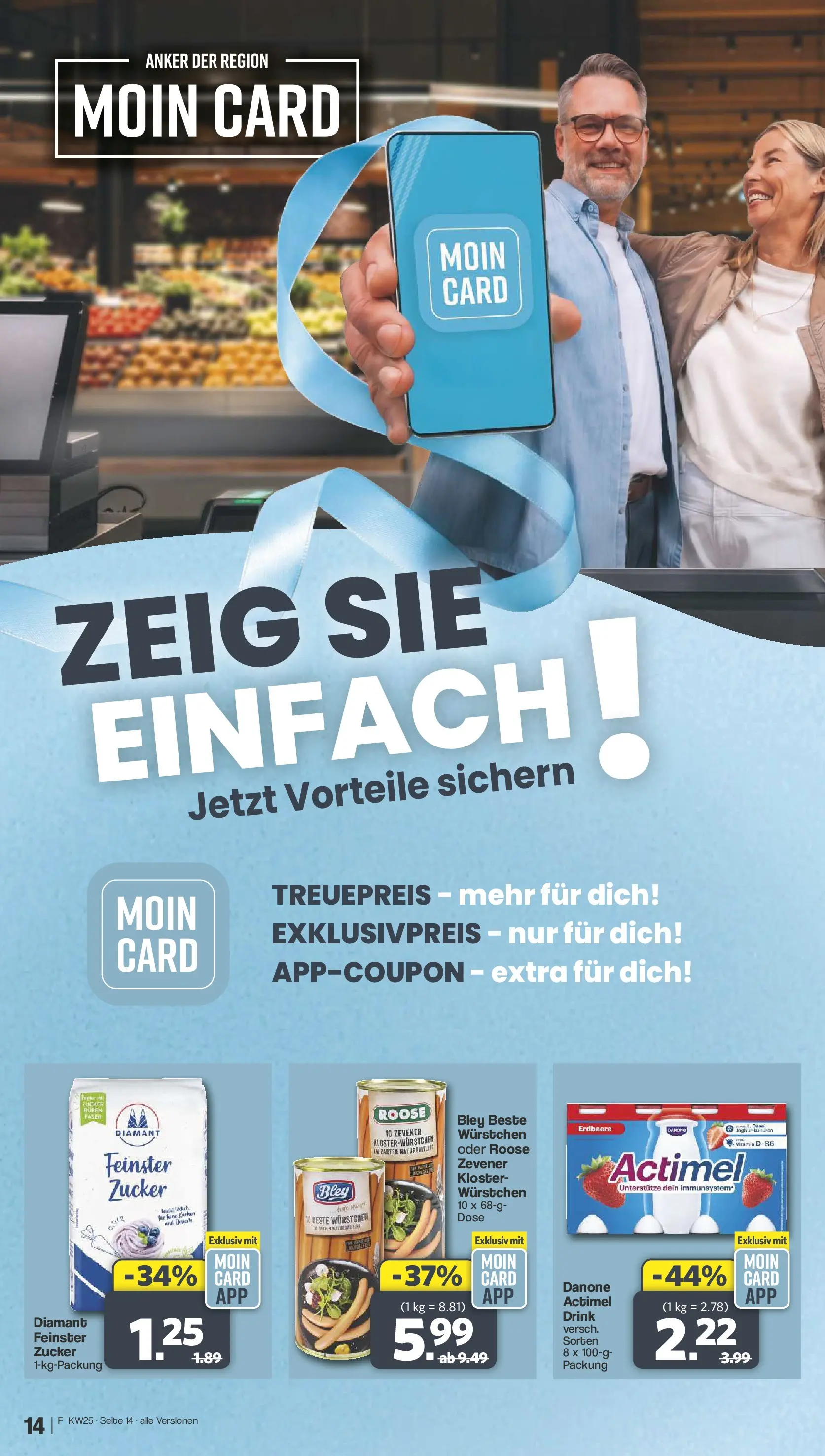 Famila Nordwest Wochenangebote (ab 15.06.2026) zum Blättern | Seite: 14 | Produkte: Actimel, Zucker, Kuchen
