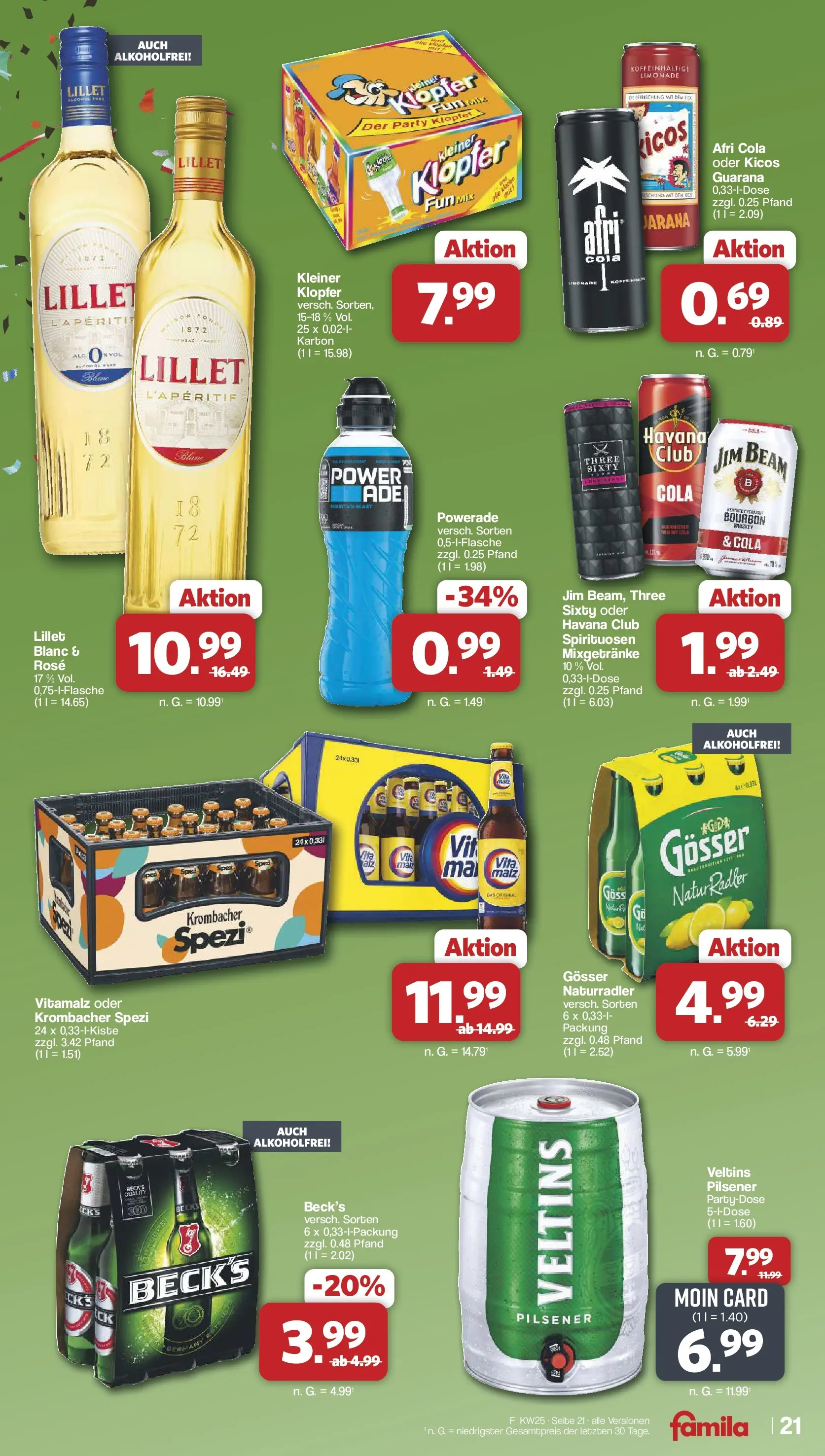 Famila Nordwest Wochenangebote (ab 15.06.2026) zum Blättern | Seite: 22 | Produkte: Havana club, Krombacher, Bourbon, Veltins