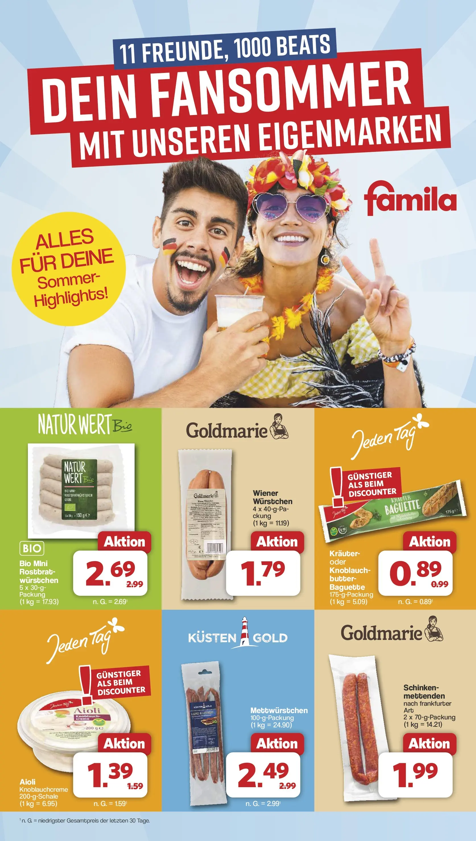 Famila Nordwest Wochenangebote (ab 15.06.2026) zum Blättern | Seite: 23 | Produkte: Butter, Baguette, Knoblauch, Schinken