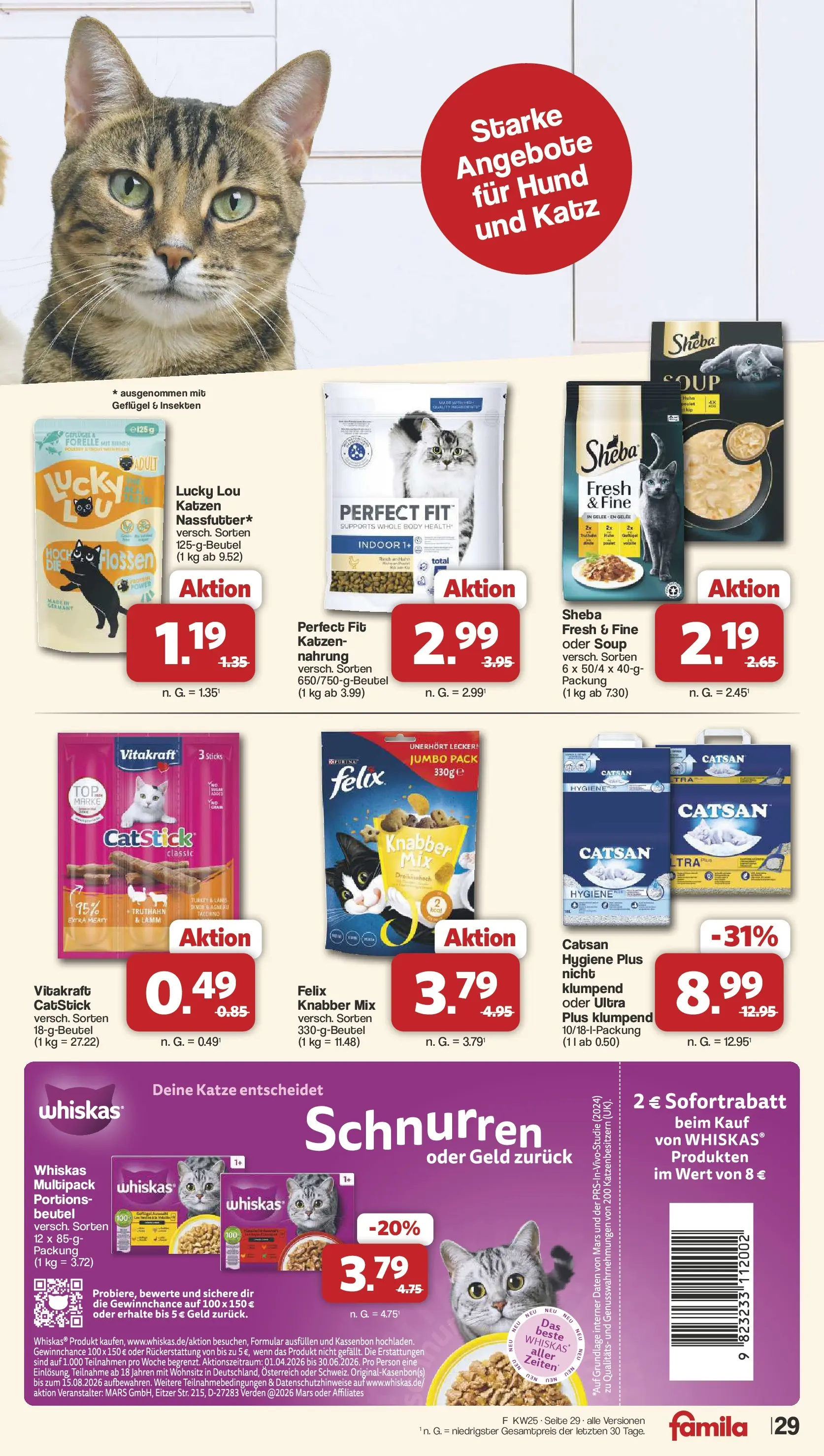 Famila Nordwest Wochenangebote (ab 15.06.2026) zum Blättern | Seite: 34 | Produkte: Catsan, Sheba, Mars, Whiskas