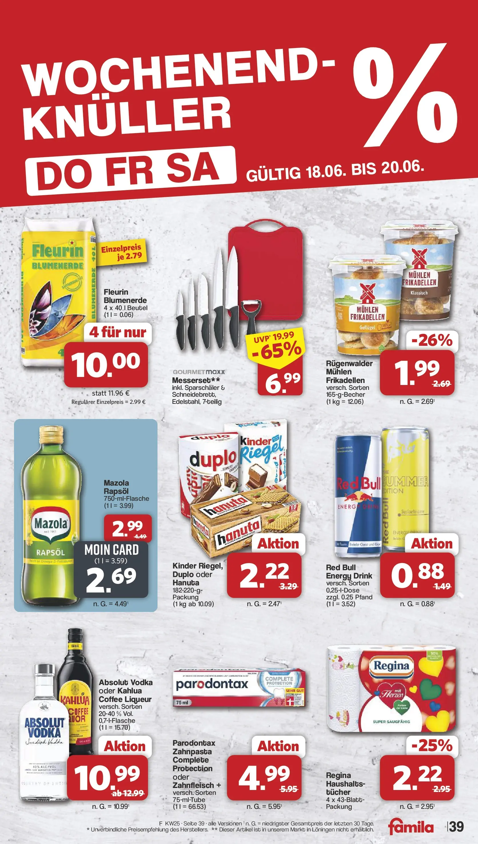 Famila Nordwest Wochenangebote (ab 15.06.2026) zum Blättern | Seite: 44 | Produkte: Red bull, Energy, Blumenerde, Vodka