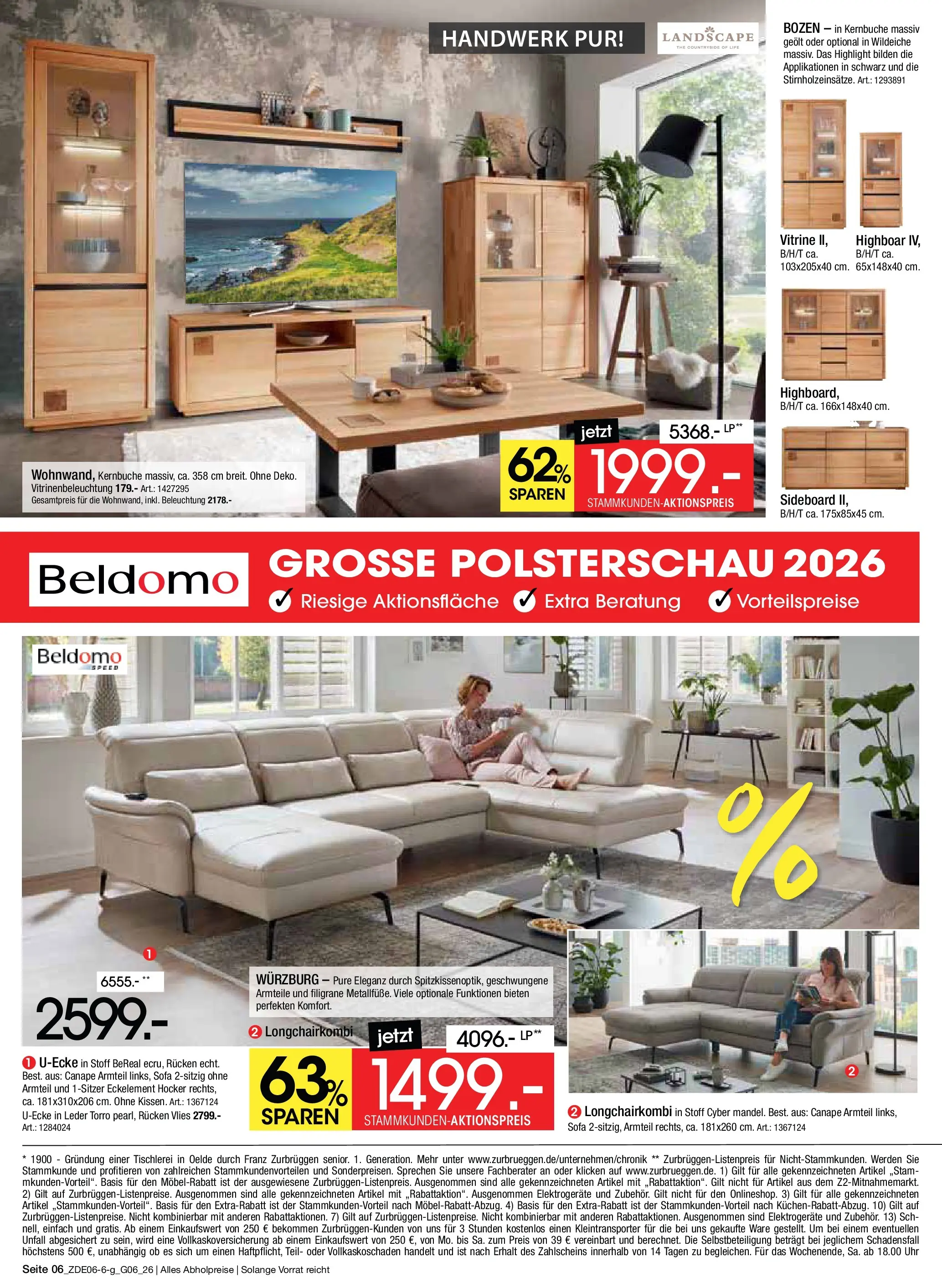 Zurbrüggen Mega Sparpreise (ab 08.06.2026) zum Blättern | Seite: 6 | Produkte: Sideboard, Hocker, Vitrine, Sofa